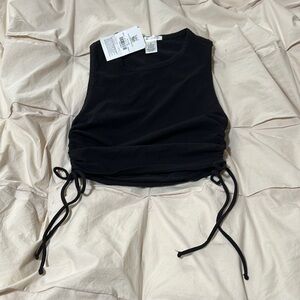 Black Sleeveless Ruched Top